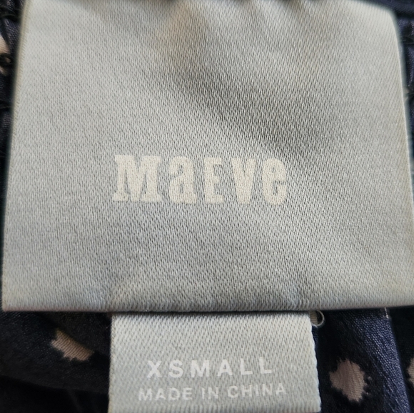 Anthropologie Maeve Preparation Polka Dot Dress Blk/Wh Button-Down Waist-Tie XS - Picture 11 of 14